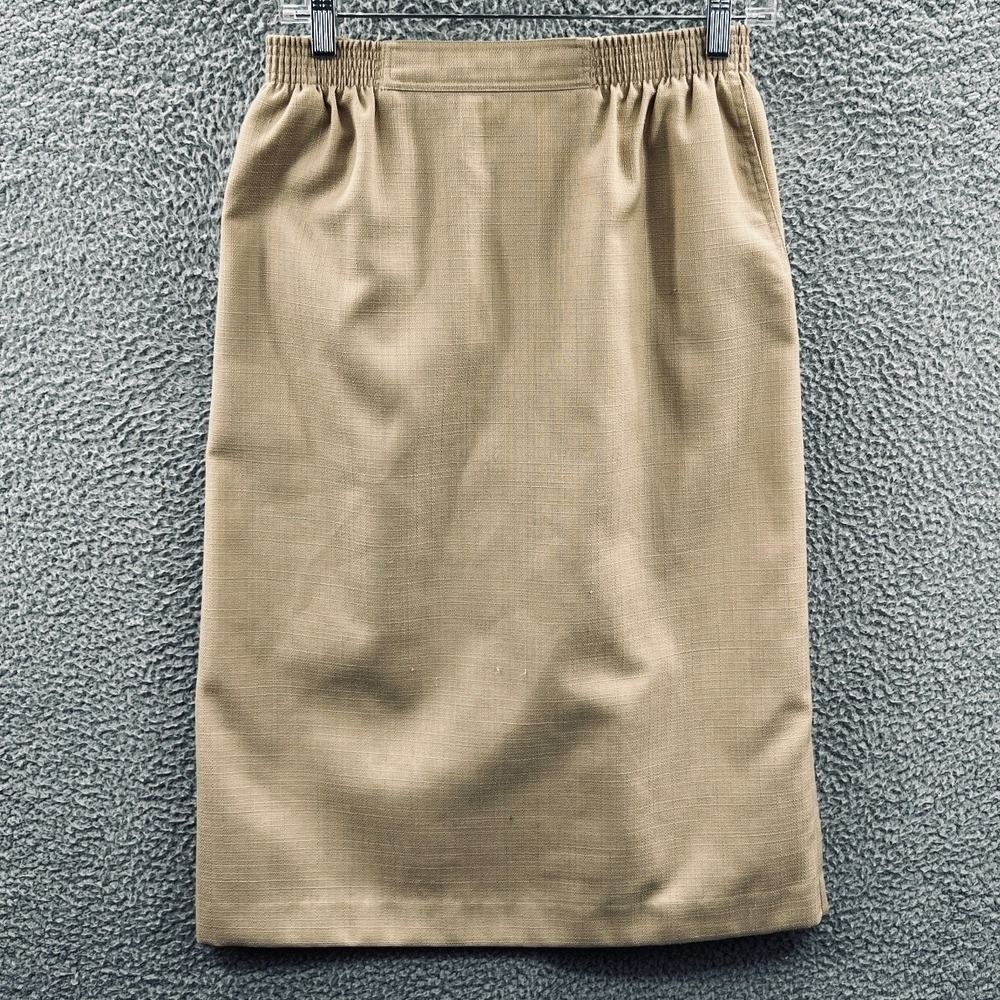 Womens Minimalist Pencil Skirt 10 Neutral Textured Elastic Waist‎ Career Office